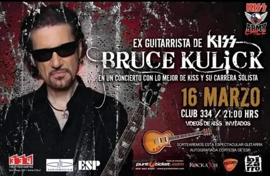 Afiche promocional del concierto de Bruce Kulick en Chile, 16 de marzo de 2011, Club 334