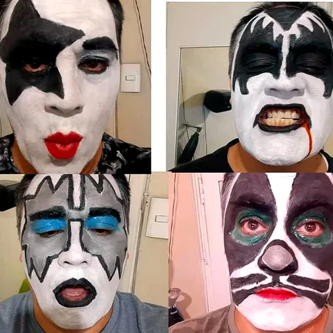 Practicando los cuatro maquillajes clásicos de KISS